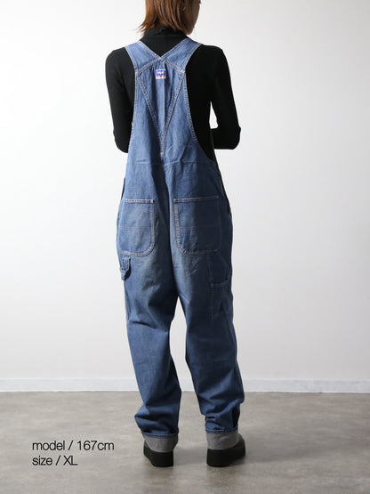 デニムオーバーオール　サロペット　ブリーチカラー　ユニセックス