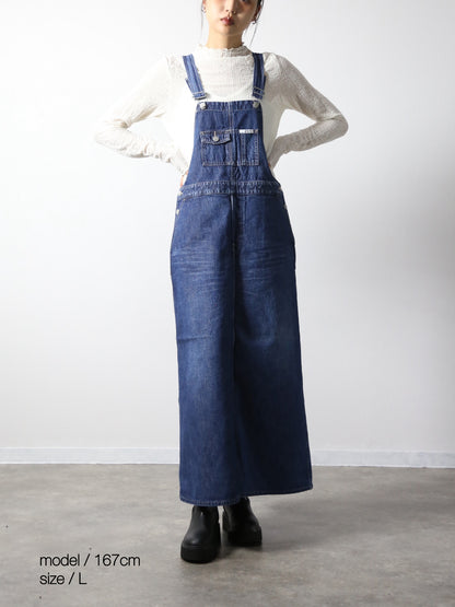 デニムオーバーオールスカート　サロペット　インディゴカラー　レディス