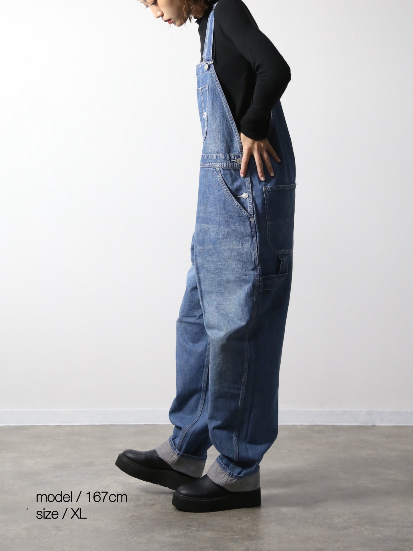 デニムオーバーオール　サロペット　ブリーチカラー　ユニセックス