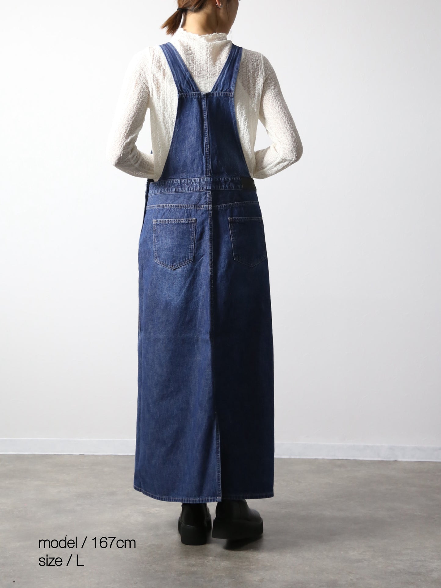 デニムオーバーオールスカート　サロペット　インディゴカラー　レディス