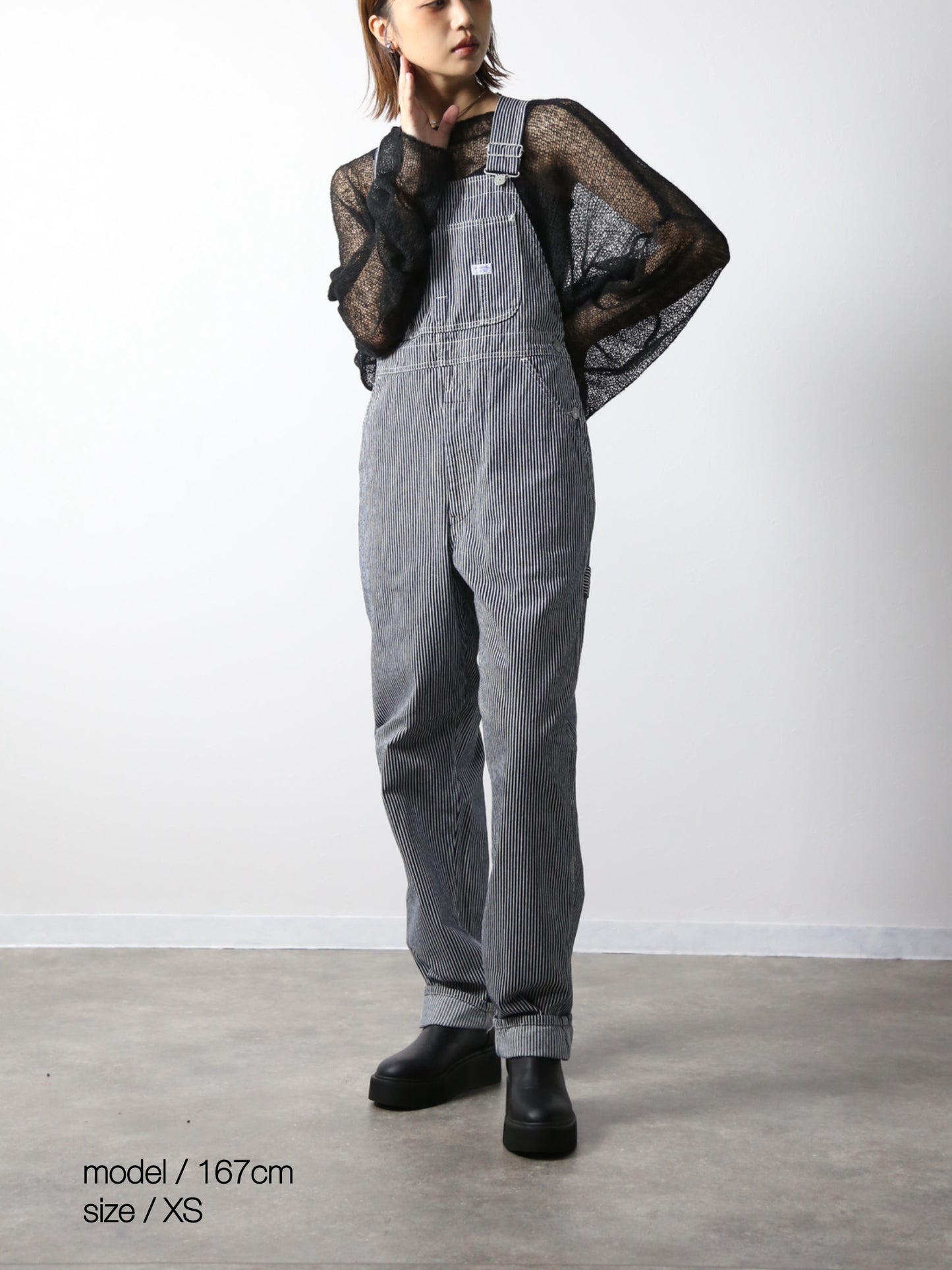 デニムオーバーオール　サロペット　ヒッコリーストライプ　ユニセックス