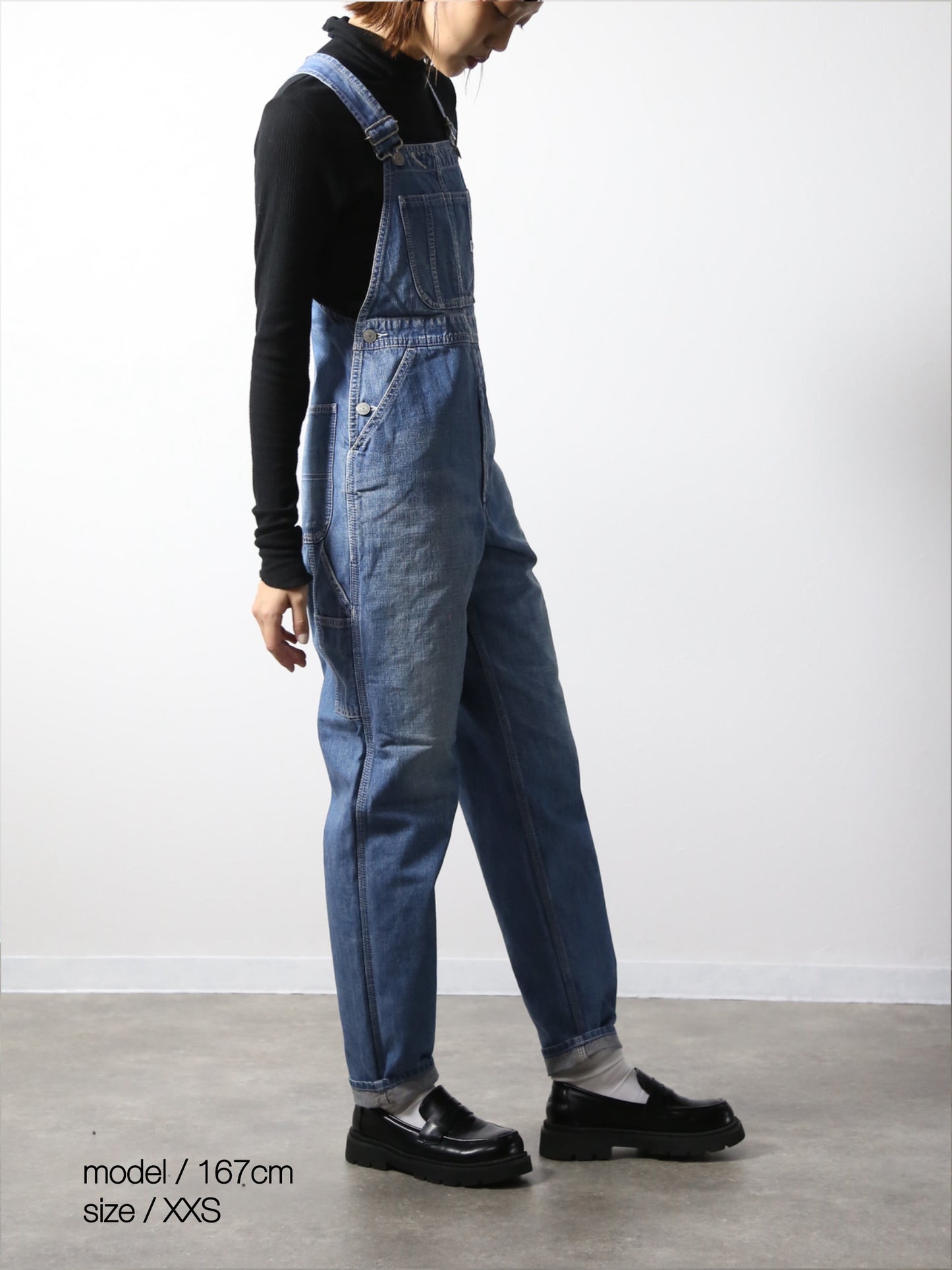 デニムオーバーオール　サロペット　ブリーチカラー　ユニセックス
