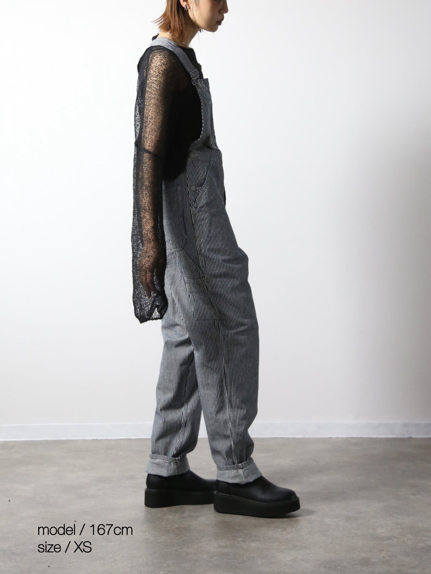 デニムオーバーオール　サロペット　ヒッコリーストライプ　ユニセックス