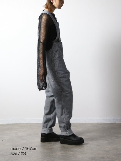 デニムオーバーオール　サロペット　ヒッコリーストライプ　ユニセックス